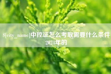 乐陵中控证怎么考取需要什么条件2024年的